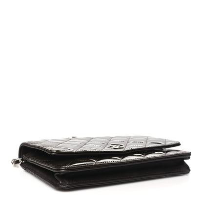 Chanel Patent Quilted Wallet On Chain WOC Dark Brown 4 of 12