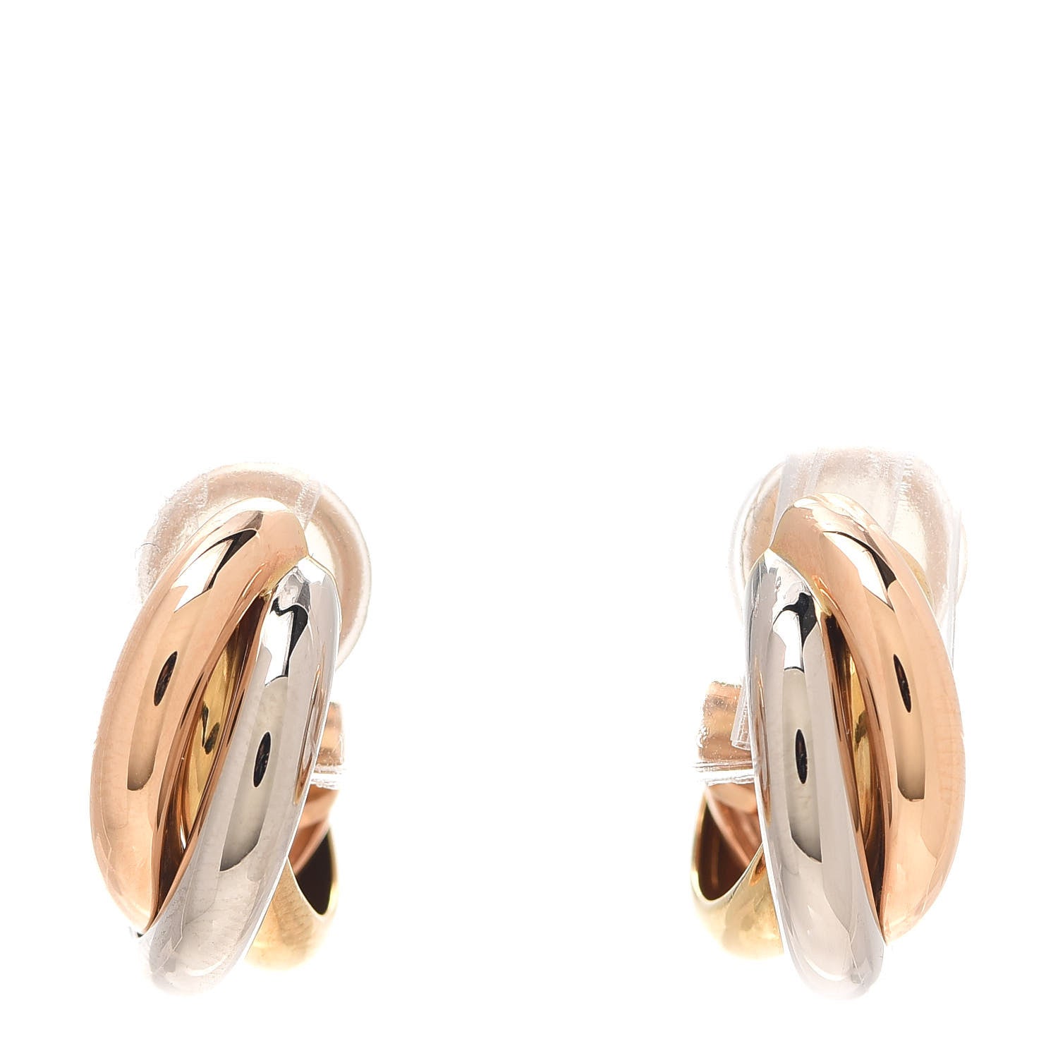 Cartier 18K Pink Yellow White Gold 7.5mm Trinity Clip-On Earrings 1 of 5