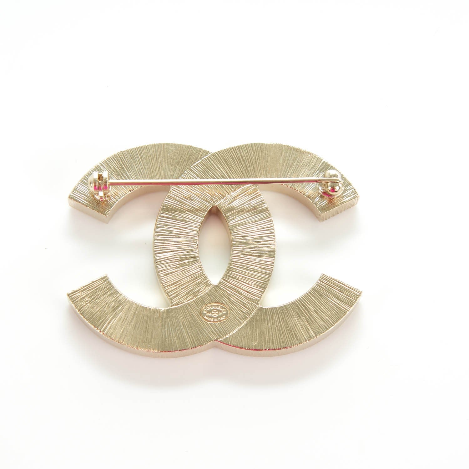 Chanel Metal Quilted CC Brooch Silver Gold 3 of 5