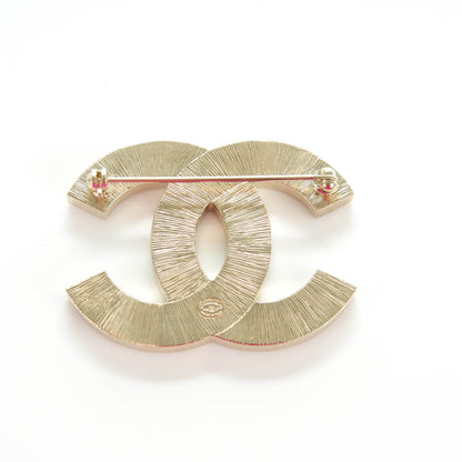 Chanel Metal Quilted CC Brooch Silver Gold 3 of 5
