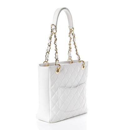 Chanel Caviar Quilted Petit Shopping Tote PST White 3 of 14
