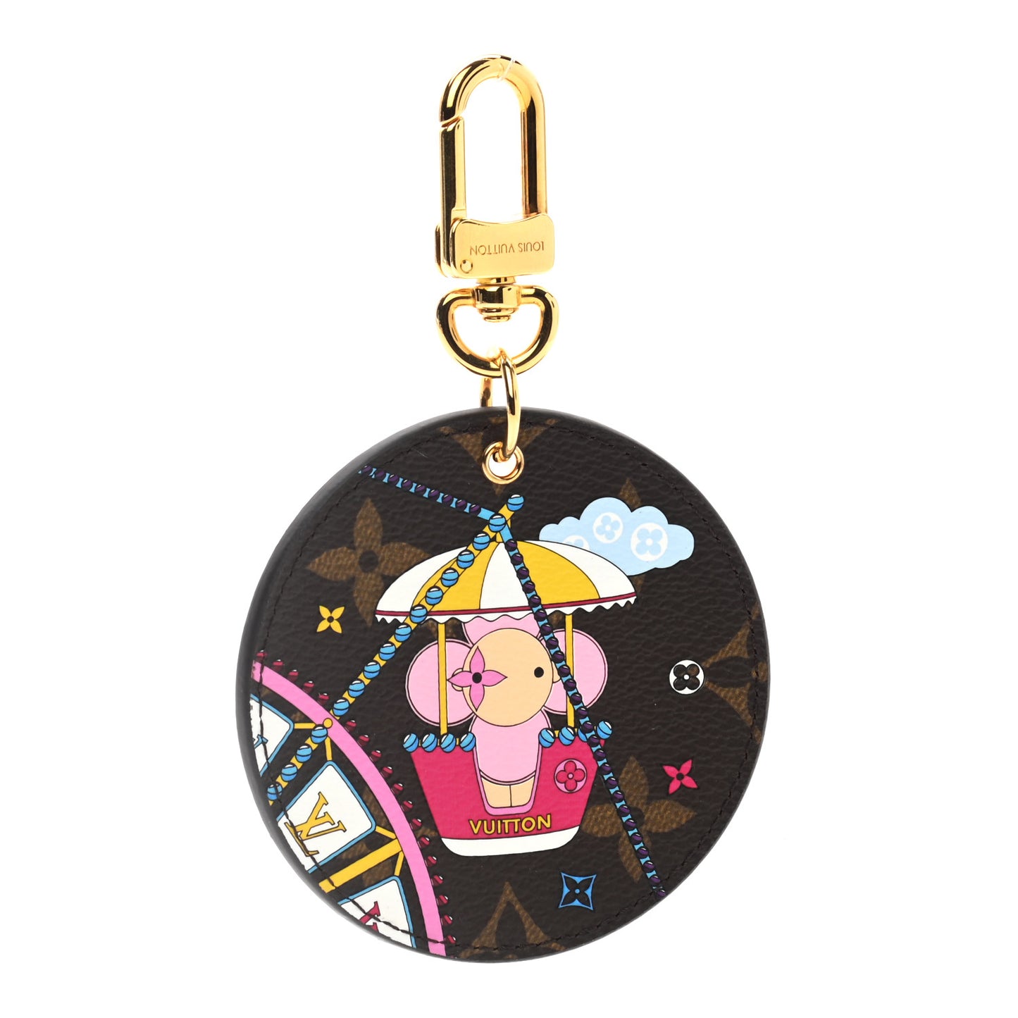 Monogram 2020 Christmas Animation Big Wheel Bag Charm Key Ring Rose Ballerine