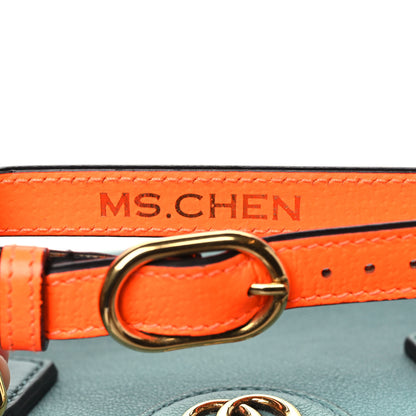 Gucci Wonka Grain Calfskin Mini Diana Tote Bag Dusty Azure Orange Fluo 11 of 12