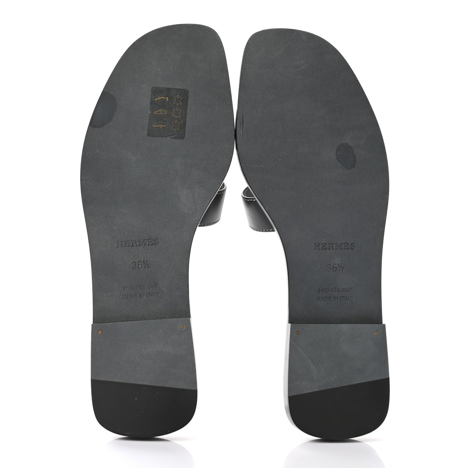 Hermes Box Calfskin Oran Sandals 36.5 Black 5 of 10