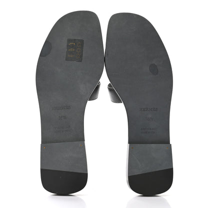 Hermes Box Calfskin Oran Sandals 36.5 Black 5 of 10