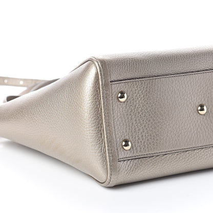 Gucci Metallic Pebbled Calfskin Small Soho Top Handle Bag Golden Beige 8 of 9