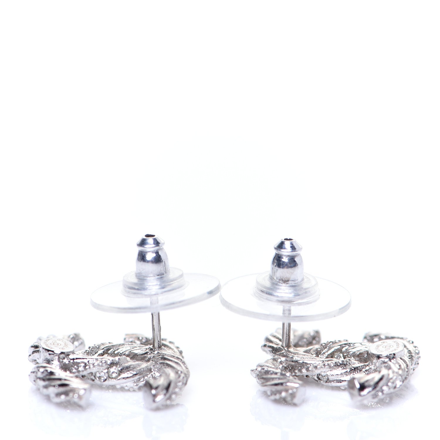 Chanel Twisted CC Earrings Silver 3 of 5