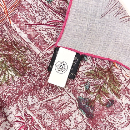 Hermes Cashmere Silk Le Jardin De Leila Au Bloc Shawl 140 Gris Chine Rose Multicolor 4 of 4