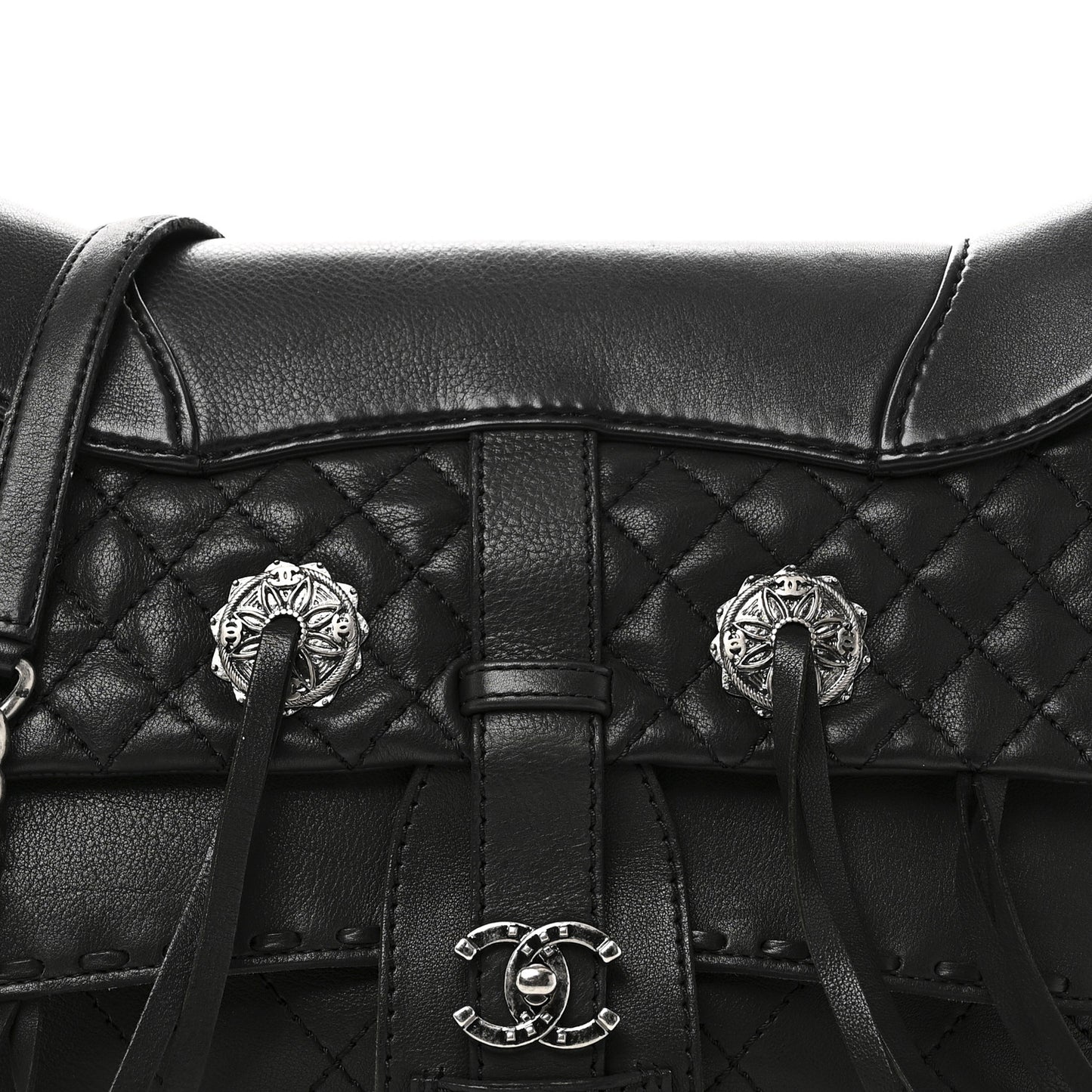 Goatskin Quilted Paris Dallas Saddle Bag Black