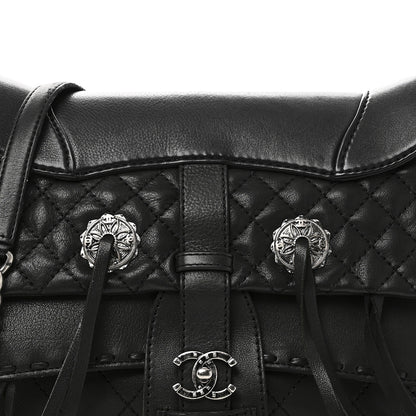 Chanel Goatskin Quilted Paris Dallas Saddle Bag Black 16 of 21