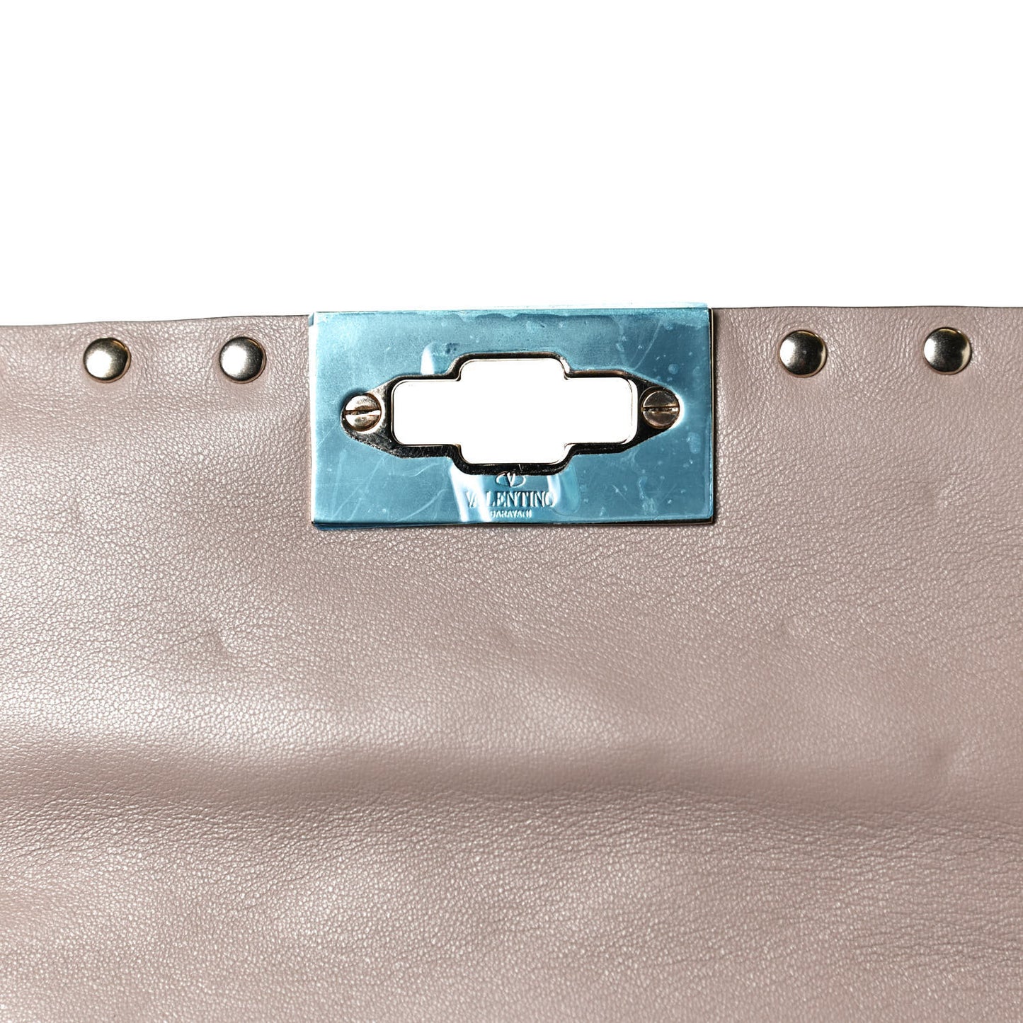 Lambskin Rockstud Spike Wallet on Chain Poudre