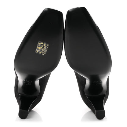 Chanel Suede Patent Calfskin Cap Toe CC Pumps 39.5 Black 6 of 10
