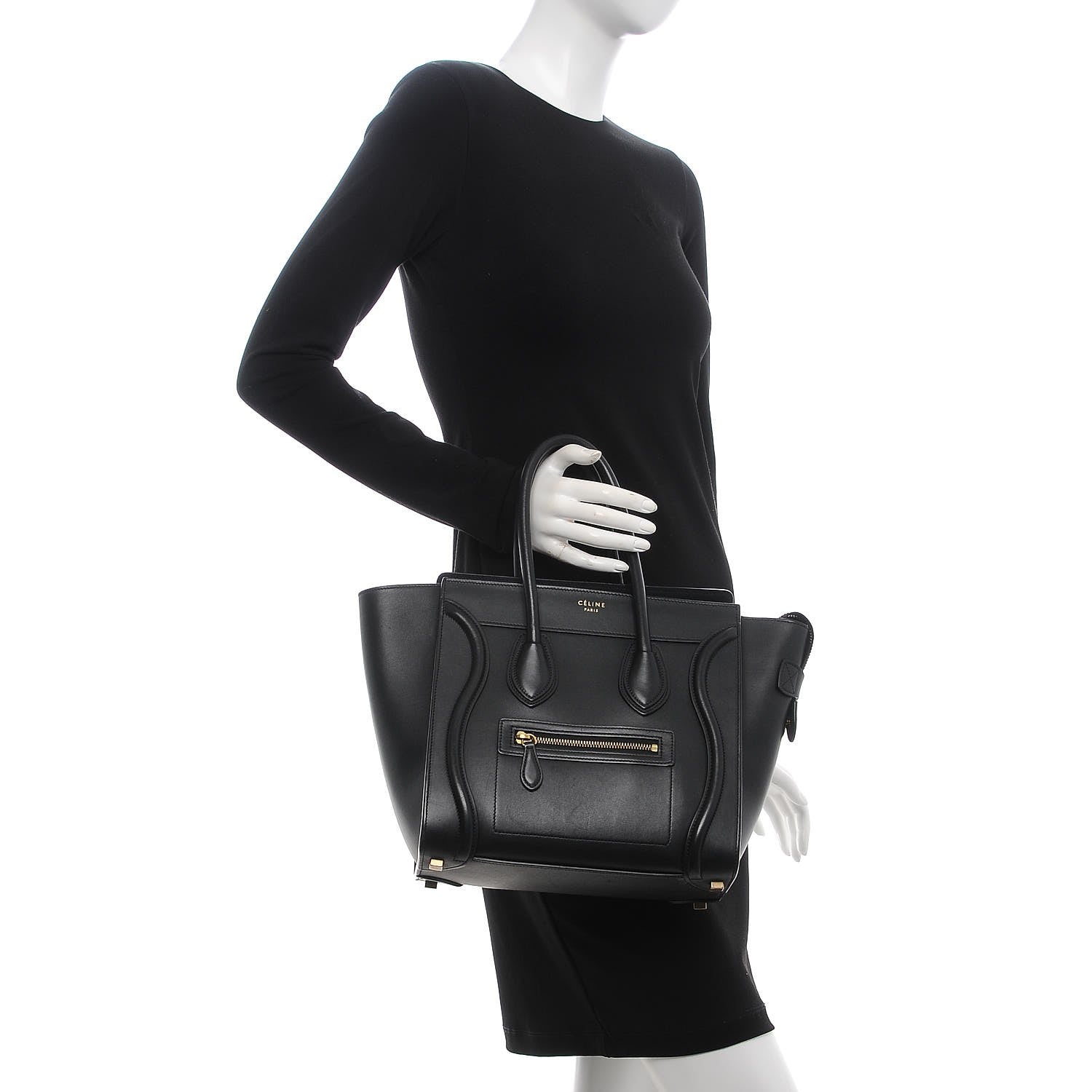 Celine Smooth Calfskin Micro Luggage Black 2 of 9