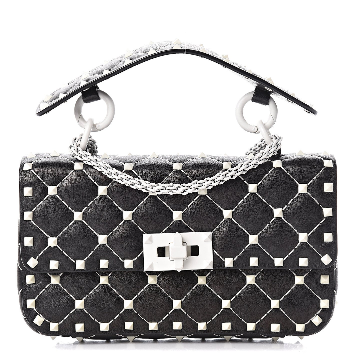 Lambskin Small Free Rockstud Spike Shoulder Bag Black