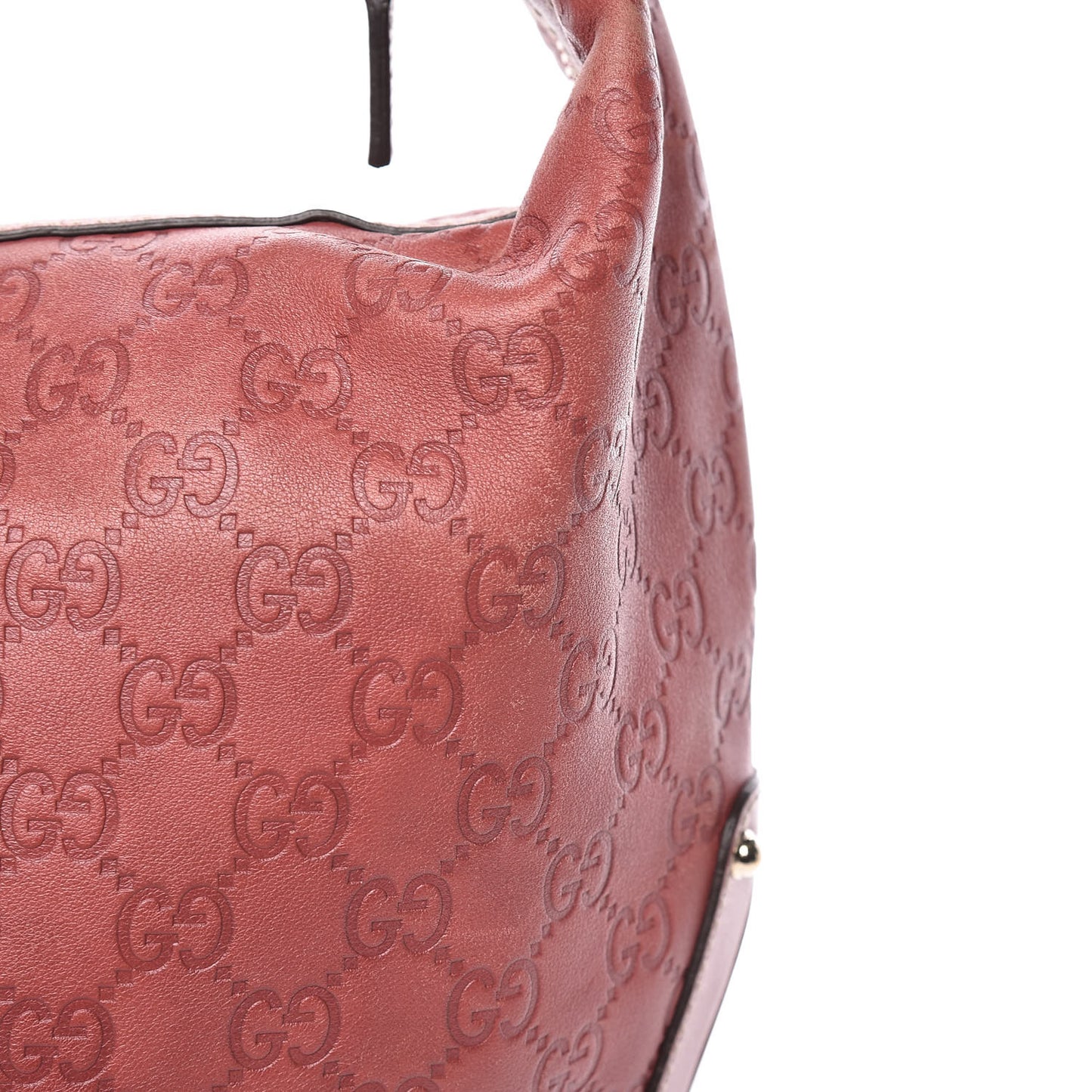 Guccissima Large Biba Studded Hobo Red