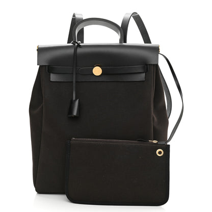 Hermes Military Toile Vache Hunter Herbag a Dos Zip Retourne Backpack Ebene Black 1 of 10