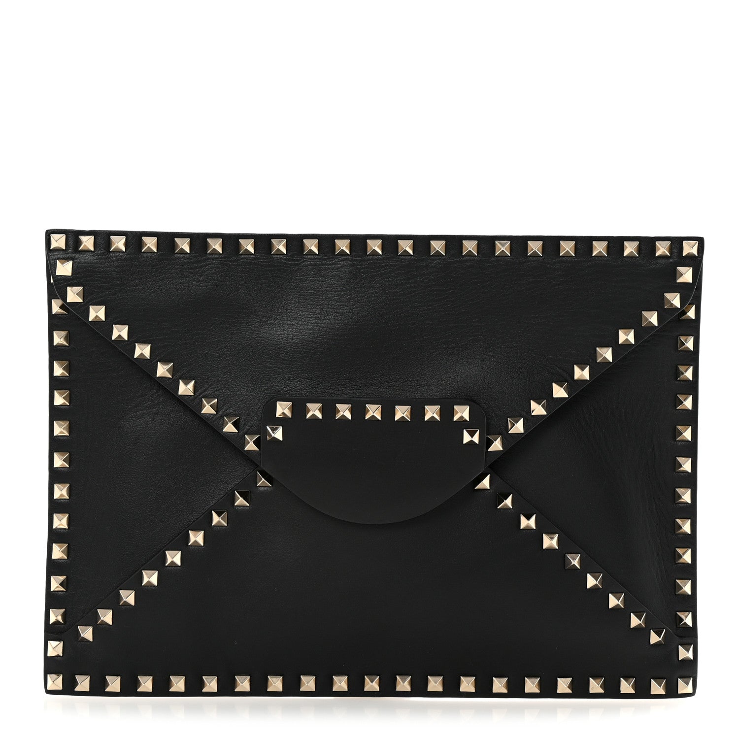 Valentino Garavani Vitello Untitled Rockstud Envelope Clutch Black 1 of 6