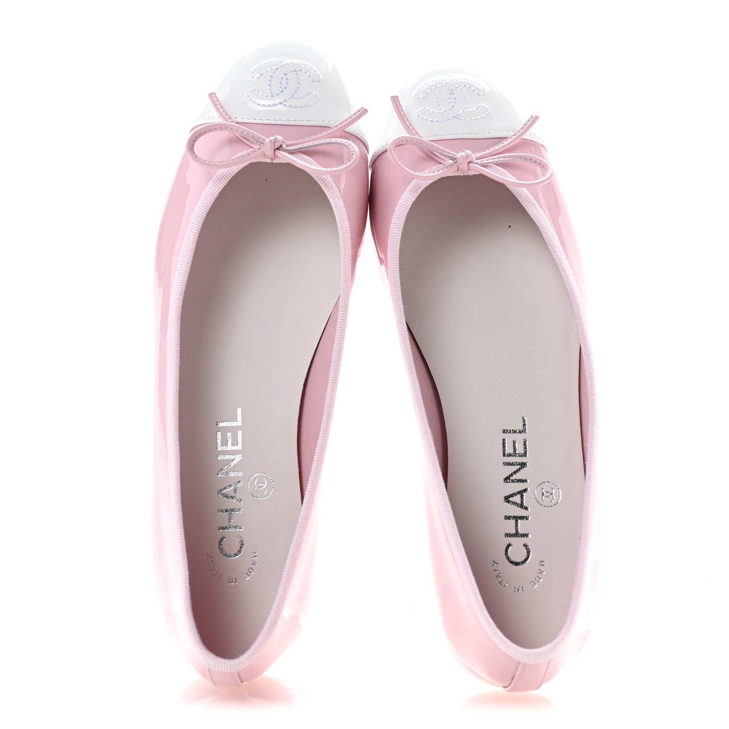 Chanel Patent Calfskin Cap Toe CC Ballerina Flats 36.5 Light Pink Dark Pink 2 of 10