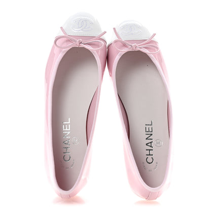 Chanel Patent Calfskin Cap Toe CC Ballerina Flats 36.5 Light Pink Dark Pink 2 of 10
