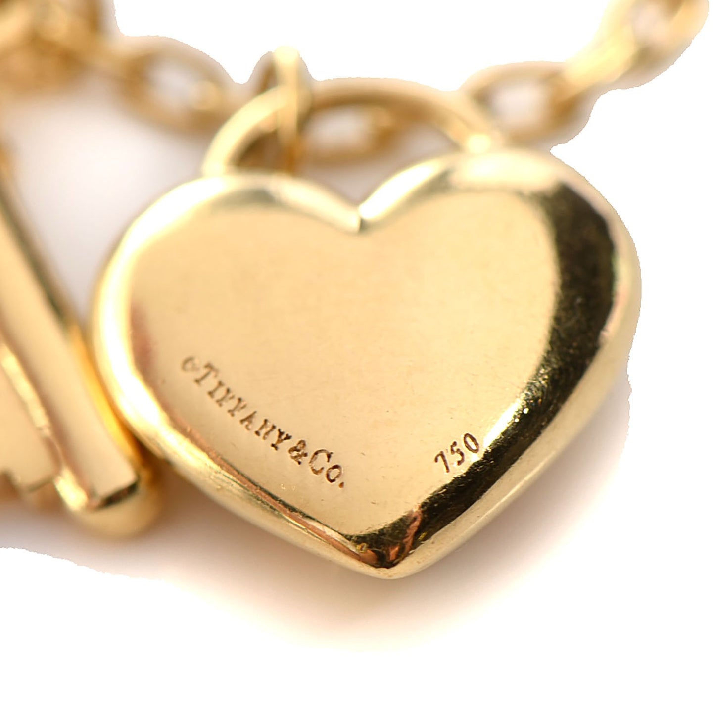 18k Yellow Gold Heart Lock Pendant Necklace