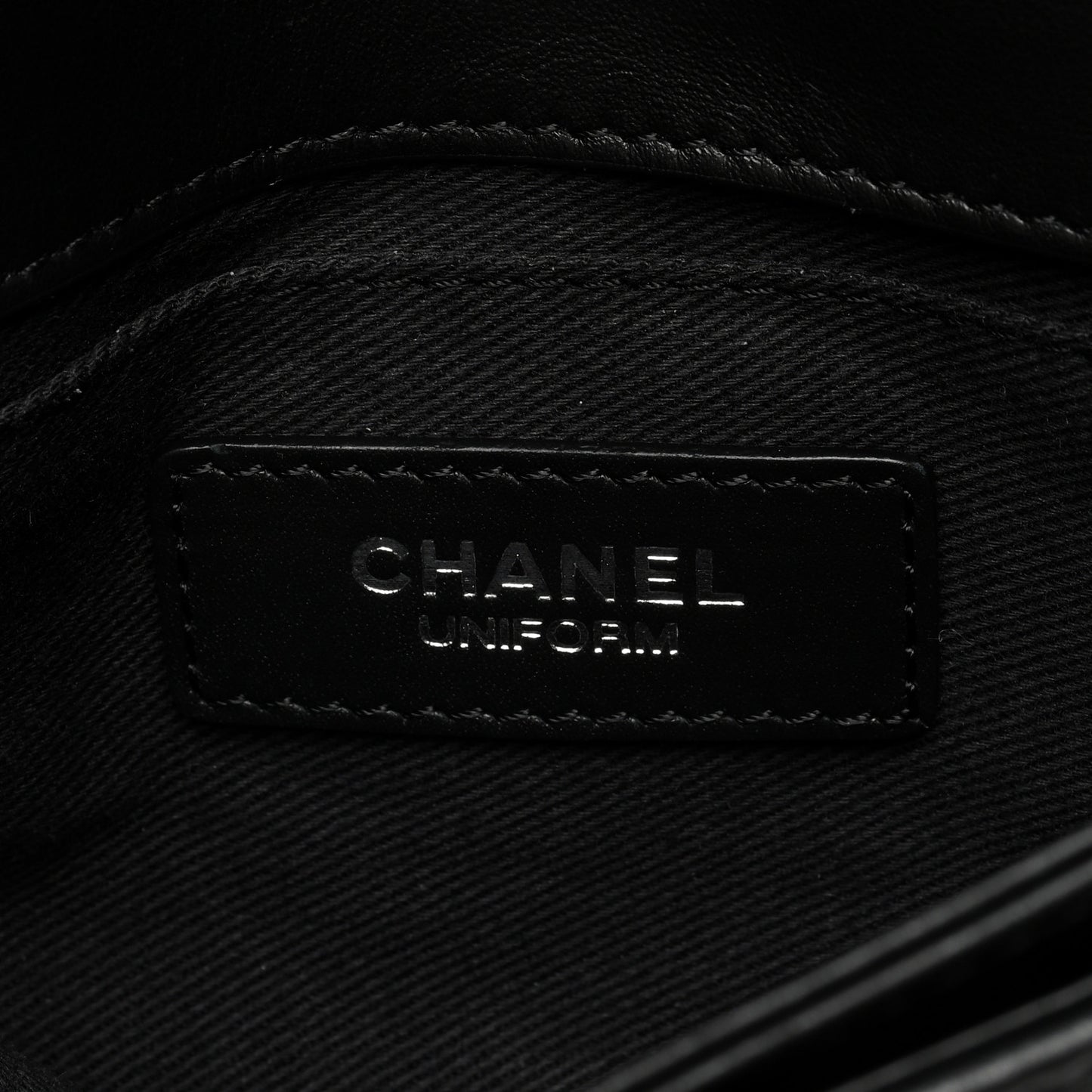 Calfskin Quilted CC Uniform Flap Belt Bag Black