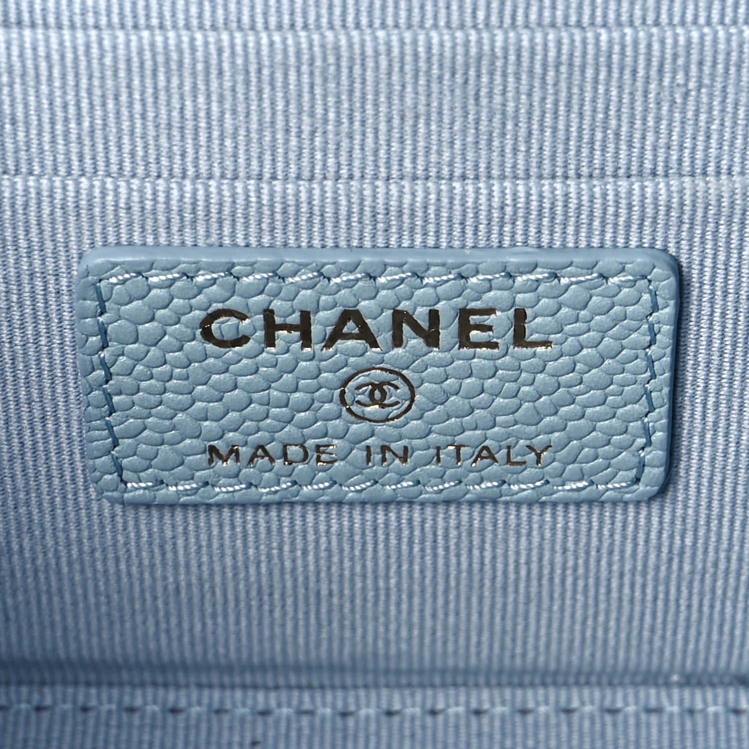 Chanel Caviar Quilted Small Tiny CC Vanity Case With Chain Light Blue 6 of 13