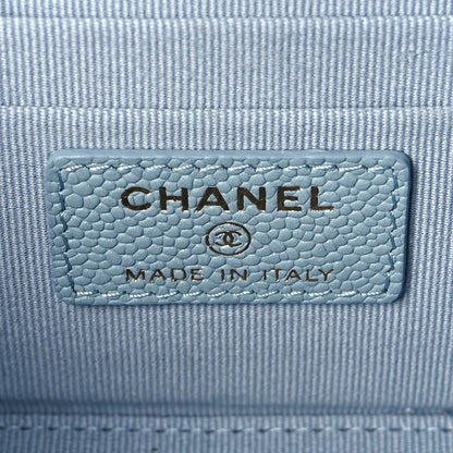 Chanel Caviar Quilted Small Tiny CC Vanity Case With Chain Light Blue 6 of 13