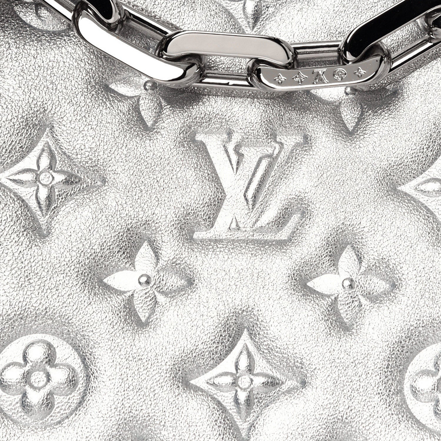 Louis Vuitton Metallic Lambskin Embossed Monogram Coussin PM Silver 8 of 12