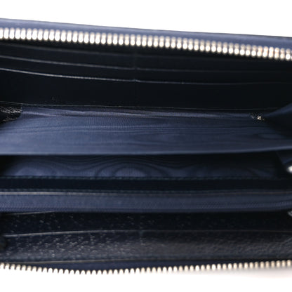 Gucci GG Supreme Monogram Textured Dollar Calfskin Web Ophidia Zip Around Wallet Beige Blue 5 of 7