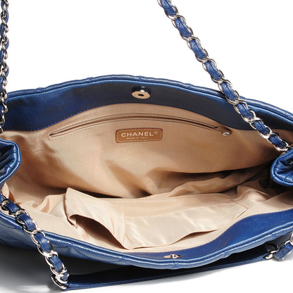 Chanel Caviar Quilted Expandable Zip Shoulder Bag Blue 7 of 7