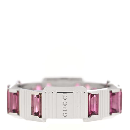 Gucci 18K White Gold Rubellite 7mm Link to Love Ring 50 5.5 1 of 4