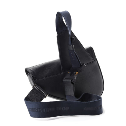 Christian Dior Grained Calfskin Saddle Bag Navy Blue 3 of 9