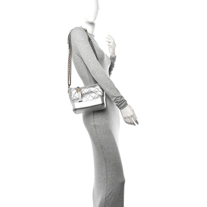Chanel Metallic Aged Calfskin Quilted Small Gabrielle Hobo Silver 2 of 13