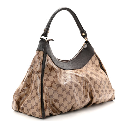 Gucci Crystal Monogram Large D Gold Hobo Dark Brown 4 of 21
