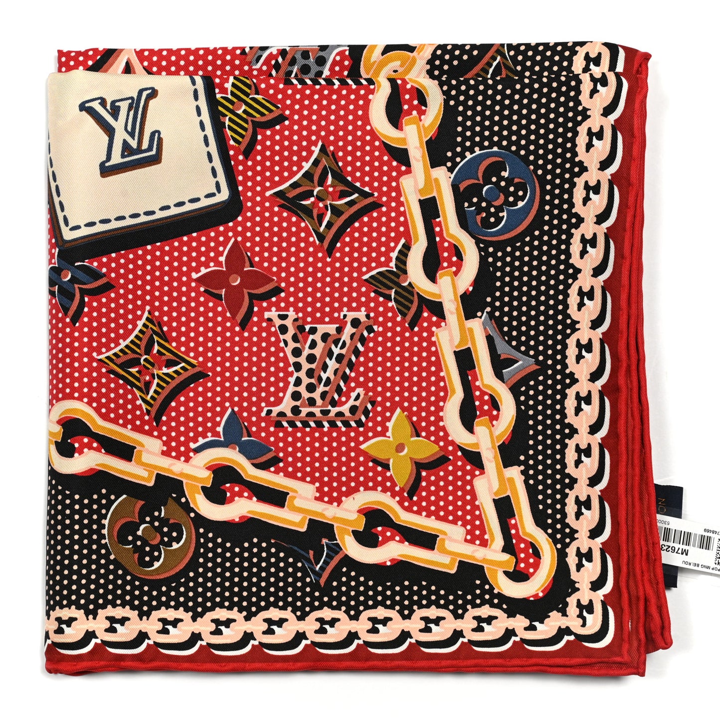 Silk Monogram Pop Square Scarf Beige
