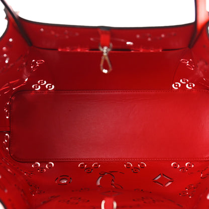 Christian Louboutin Calfskin Loubinthesky Small Perforated Cabarock Spikes Tote Orange 5 of 8