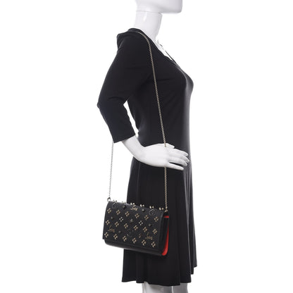 Christian Louboutin Grained Calfskin Spikes Loubinthesky Paloma Wallet On Chain Black Multimetal 2 of 11