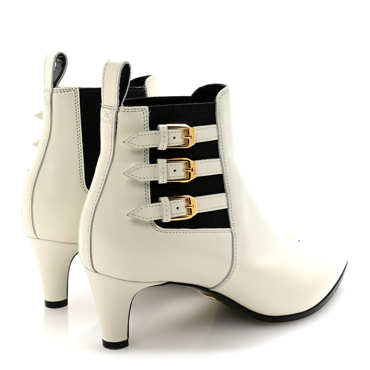 Cordovan Lux Ankle Booties 37.5 Dusty White Black