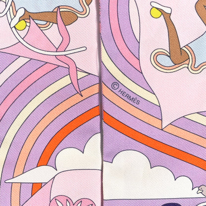 Hermes Silk Carres Volants Twilly Lilas Rose Pale Or 4 of 4