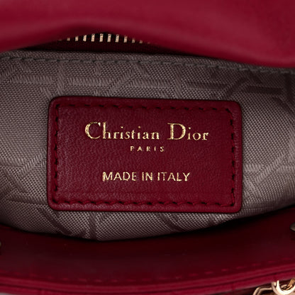 Christian Dior Lambskin Cannage Mini Lady Dior Red 6 of 10