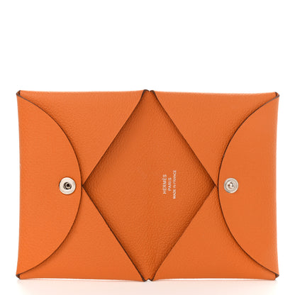 Hermes Evercolor Calvi Card Case Orange 5 of 9