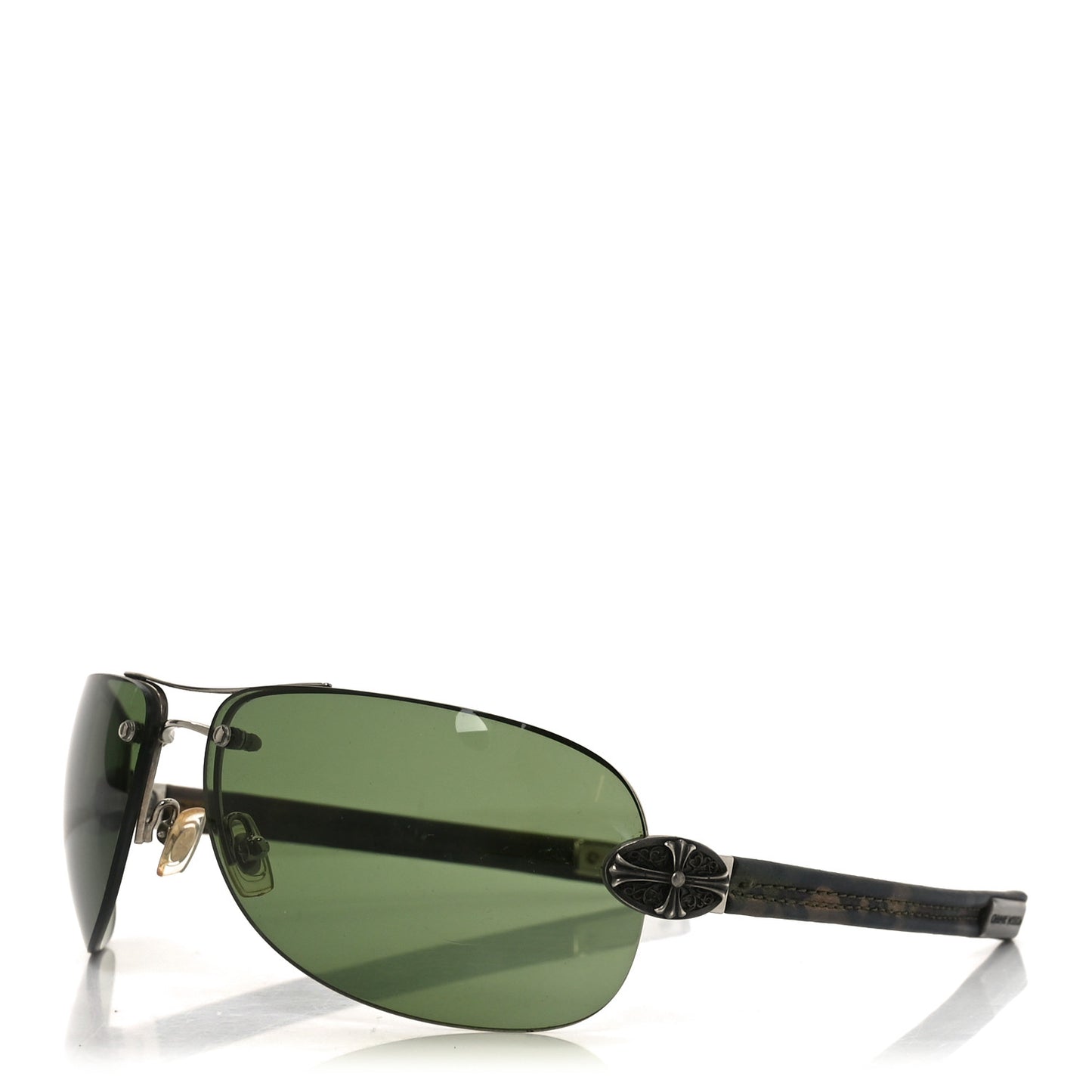 Calfskin Camo Aviator Fck You Sunglasses Green