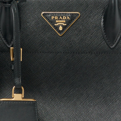 Prada Saffiano City Calfskin Greche Paradigme Bag Black Begonia 8 of 10