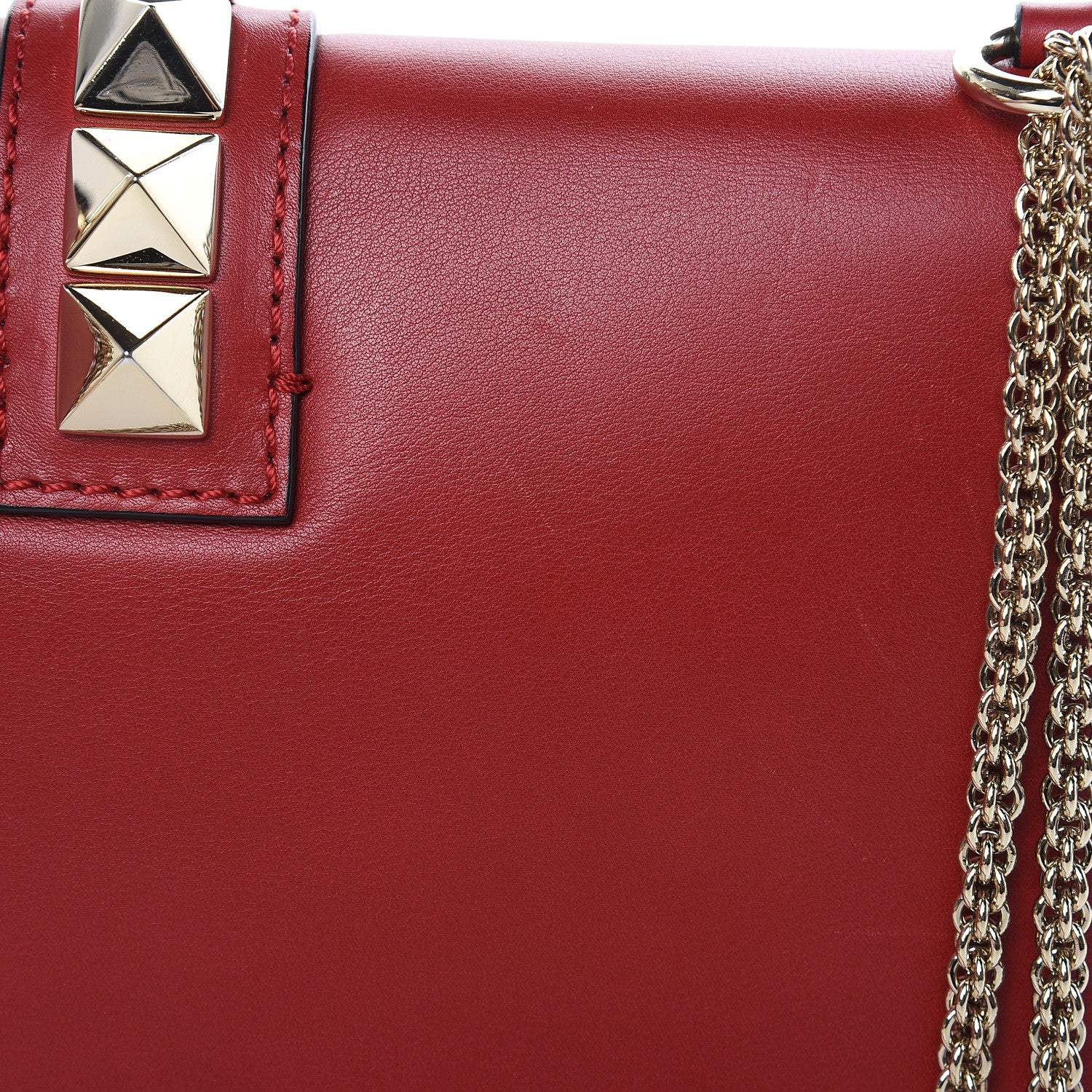 Valentino Garavani Vitello Medium Glam Lock Rockstud Flap Red 11 of 14