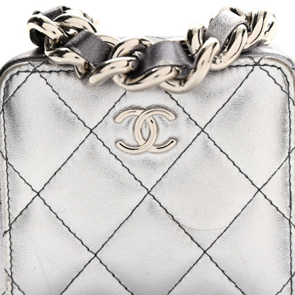 Chanel Gradient Metallic Lambskin Quilted Like A Wallet Clutch With Chain Silver Purple 8 of 12