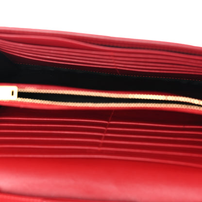 Saint Laurent Calfskin Crocodile Embossed Monogram Chain Wallet New Lipstick Red 5 of 13