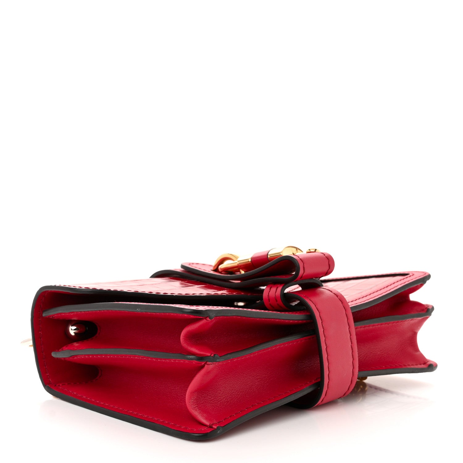 Chloe Calfskin Crocodile Embossed Aby Chain Shoulder Bag Brick Red 4 of 9