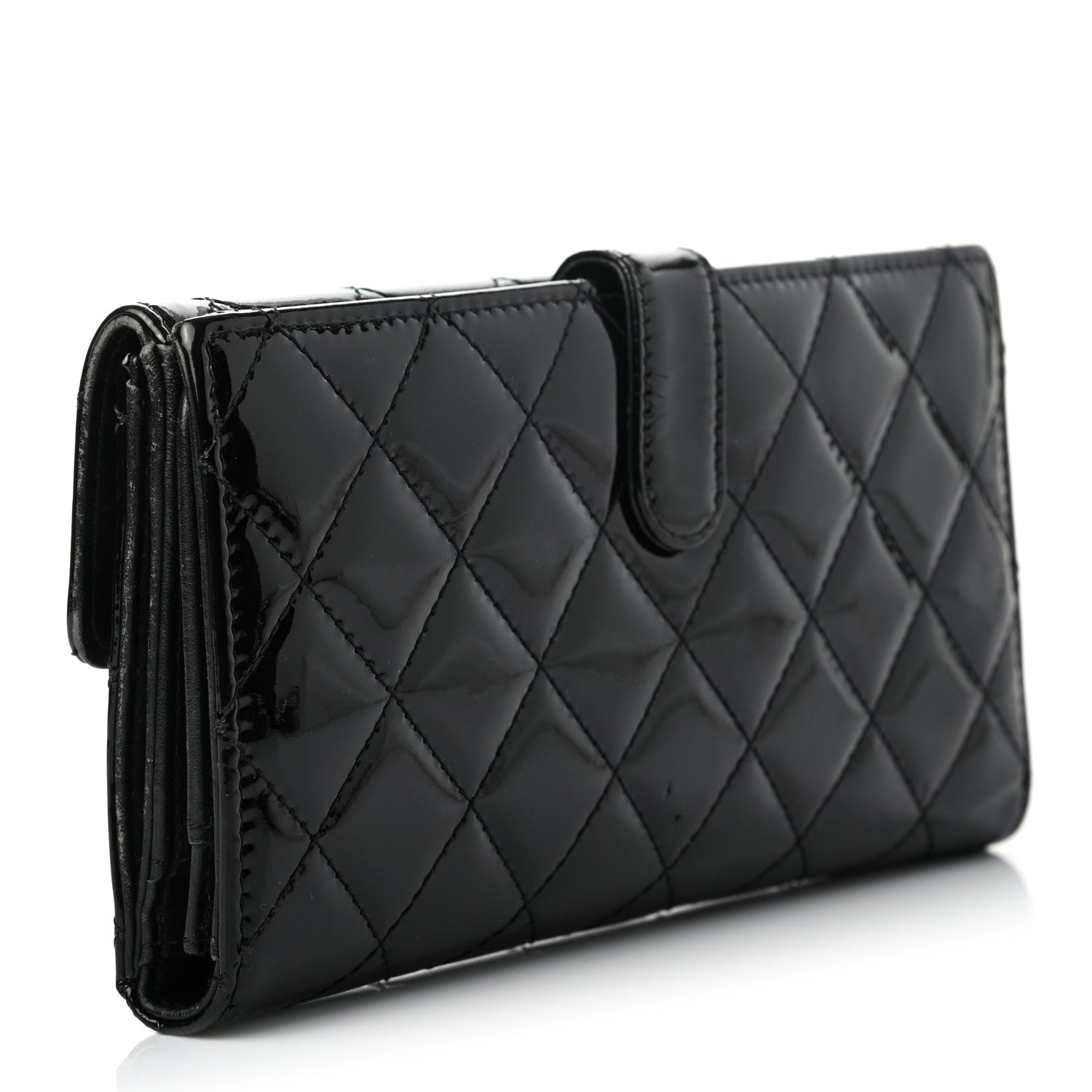 Chanel Patent Quilted Large Brilliant Flap Wallet Black 3 of 10