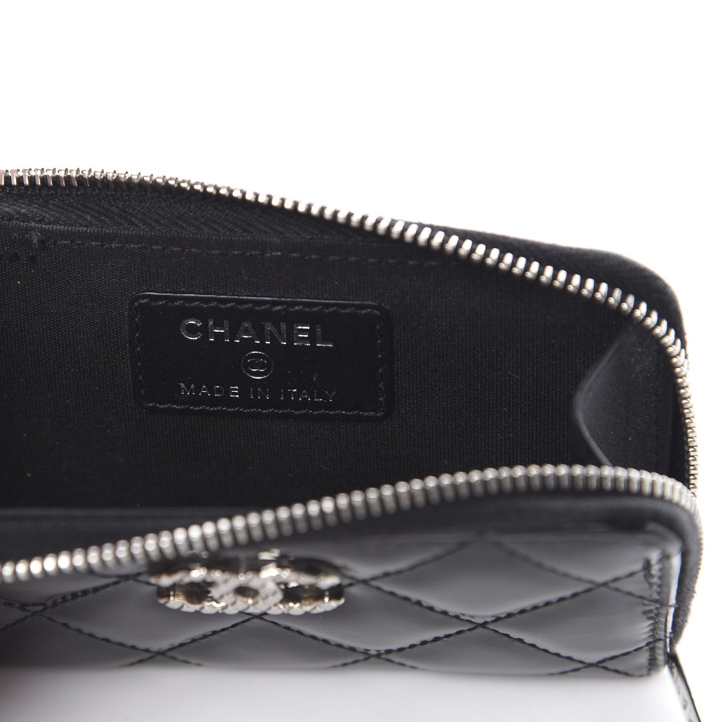 Patent Quilted Brilliant Key Holder Case Black