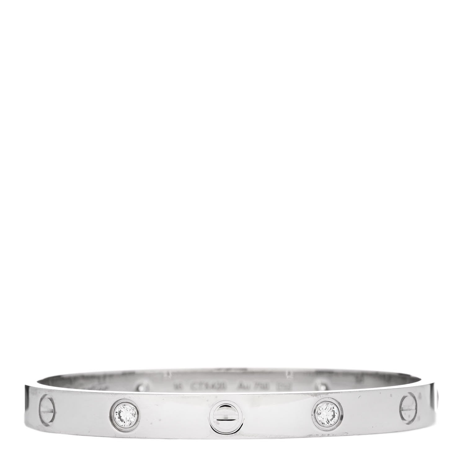 Cartier 18K White Gold 4 Diamond Love Bracelet 16 1 of 5